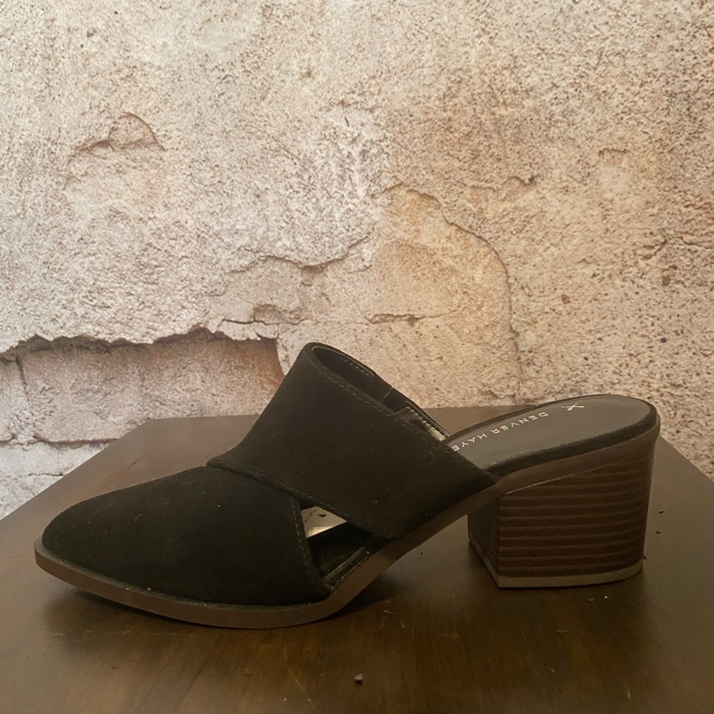Denver Hayes Black Suede Mules